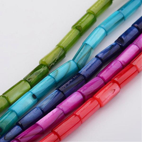 

PandaHall Natural Shell Bead Strands, Dyed, Column, Mixed Color, 8x4mm, Hole: 0.5mm, about 50pcs/strand, 15.7 inch Other Sea Shell Column..., Multicolor