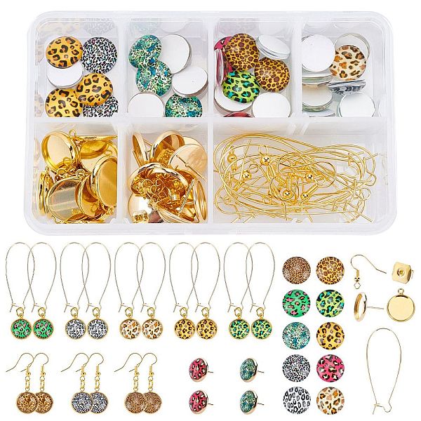 

PandaHall SUNNYCLUE DIY Leopard Print Style Earring Making Kits, Including Glass Cabochons, Brass Pendant Cabochon Settings & Earrings...