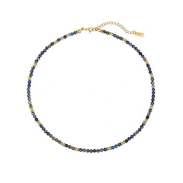 

PandaHall Natural Lapis Lazuli Beaded Necklaces for Women, with Stainless Steel Findings, 15.75 inch(40cm) Lapis Lazuli