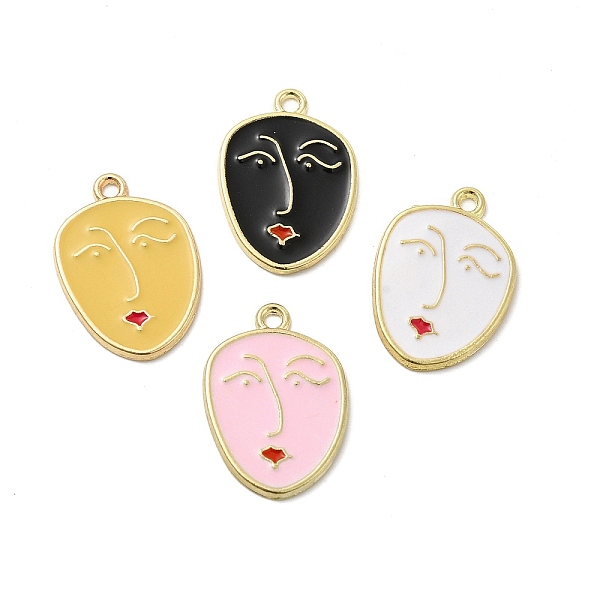 

PandaHall Alloy Enamel Pendants, Women's Face Charm, Golden, Mixed Color, 23x16x1.5mm, Hole: 1.6mm Alloy+Enamel Body Multicolor