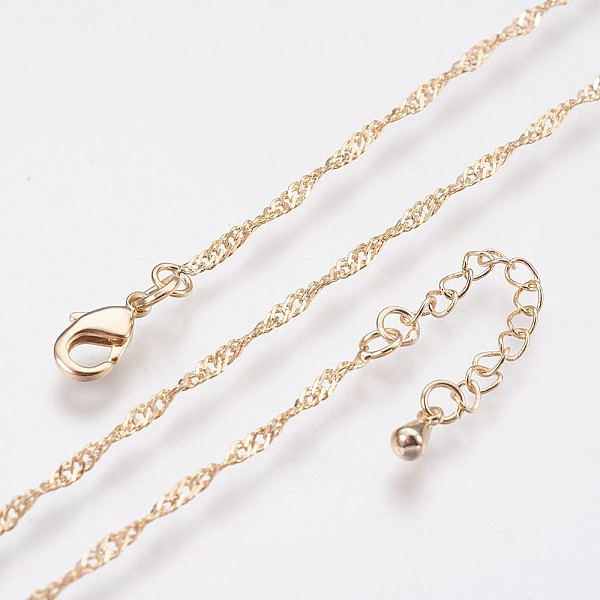

PandaHall Long-Lasting Plated Brass Chain Necklaces, with Lobster Claw Clasp, Nickel Free, Real 18K Gold Plated, 18.1 inch (46cm), 1.5mm...