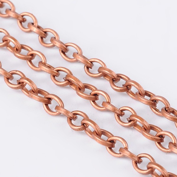 

PandaHall Iron Cable Chains, Unwelded, Round, Red Copper, 5x4x1mm Iron