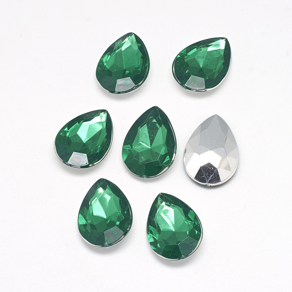 

PandaHall Acrylic Rhinestone Pointed Back Cabochons, Faceted, Bottom Silver Plated, teardrop, Dark Green, 18x13x4.5~4.8mm Acrylic Rhinestone...