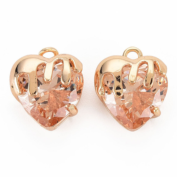 

PandaHall Brass Micro Pave Cubic Zirconia Charms, Real 18K Gold Plated, Nickel Free, Heart, PeachPuff, 13x11x7.5mm, Hole: 1.6mm Brass+Cubic..., Brown