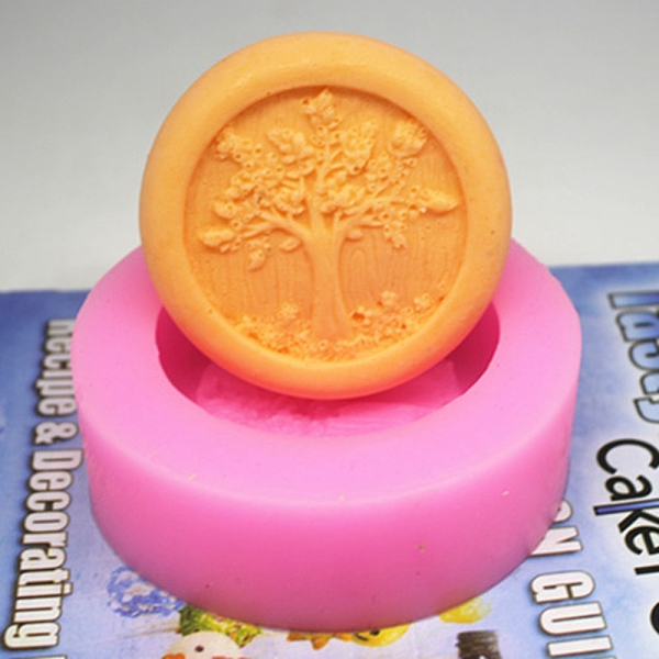 

PandaHall DIY Silicone Tree of Life Pattern Round Soap Molds, for Handmade Soap Making, Hot Pink, 90x30mm Silicone Round