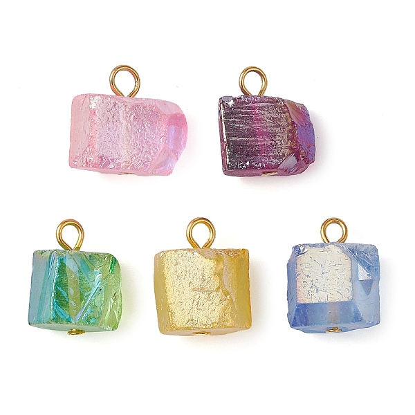 

PandaHall Electroplated Natural Quartz Beads Pendants, Irregular Shaped Charms with Iron Loops, Mixed Color, Golden, 15~16x12~16x9~14mm..., Multicolor