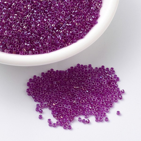 

PandaHall MIYUKI Delica Beads, Cylinder, Japanese Seed Beads, 11/0, (DB1743) Hot Pink Lined Crystal AB, 1.3x1.6mm, Hole: 0.8mm, about...
