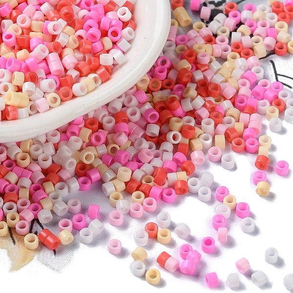 

PandaHall Baking Paint Glass Seed Beads, Cylinder, Pearl Pink, 2.5x2mm, Hole: 1.4mm, about 45359pcs/pound Glass