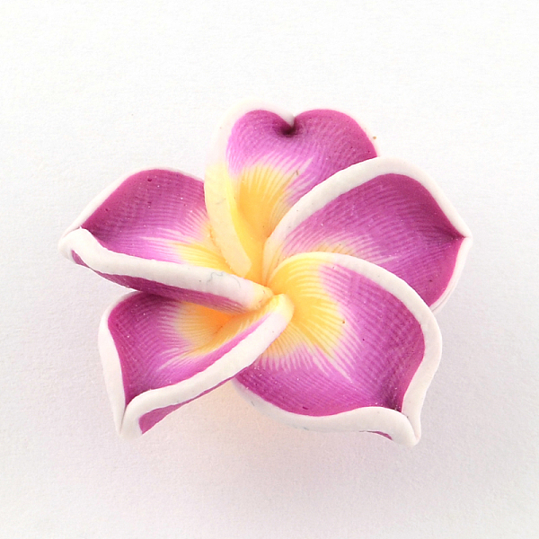 

PandaHall Handmade Polymer Clay 3D Flower Plumeria Beads, Orchid, 30x11mm, Hole: 2mm Polymer Clay Flower Purple