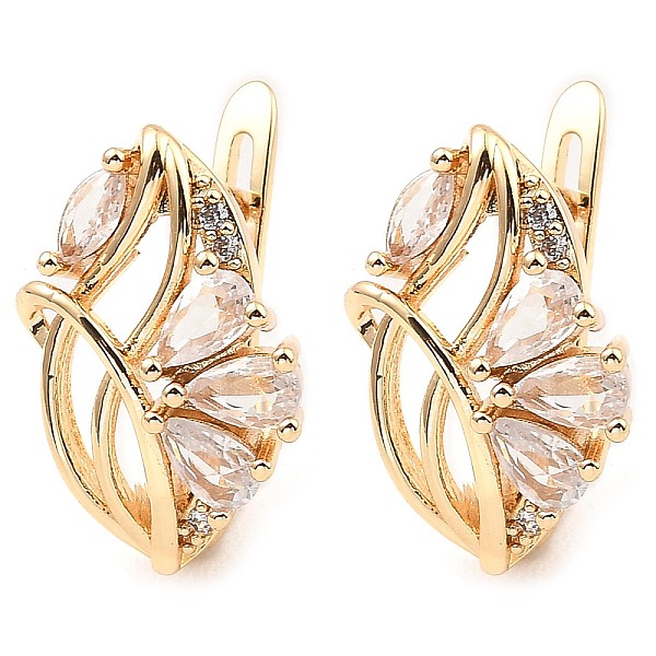 

PandaHall Brass with Cubic Zirconia Hoop Earrings, Flower of Life, Light Gold, 22x13.5x14.5mm Cubic Zirconia Clear