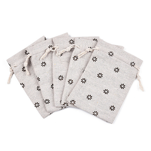

PandaHall Polycotton(Polyester Cotton) Packing Pouches Drawstring Bags, with Printed Flower, Linen, 14x10cm Polycotton Brown
