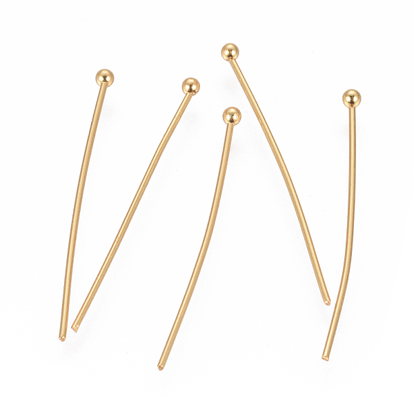 

PandaHall 304 Stainless Steel Ball Head Pins, Real 24k Gold Plated, 30~30.5mm, Head: 1.9mm, Pin: 0.7mm(21 Gauge), about 300pcs/bag 304...