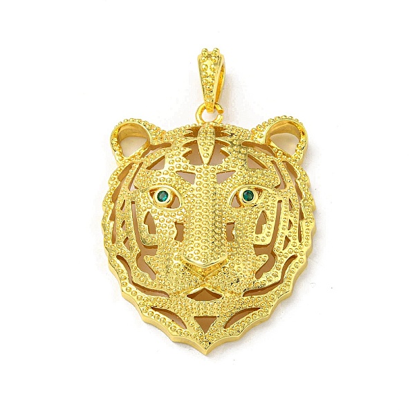 

PandaHall Real 18K Gold Plated Brass Pendants, with Cubic Zirconia, Leopard Head Charms, Green, 45x36x15mm, Hole: 7.8x4.8mm Brass+Cubic...