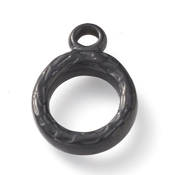 

PandaHall 304 Stainless Steel Toggle Clasps Parts, Textured, Ring, Electrophoresis Black, 16x12x2mm, Hole: 2mm 304 Stainless Steel Ring