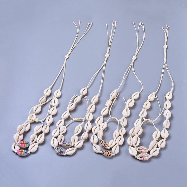 

PandaHall Adjustable Cowrie Shell Beaded Necklace and Bracelets Jewelry Sets, with Eco-Friendly Korean Waxed Polyester Cord, Mixed Color..., Multicolor