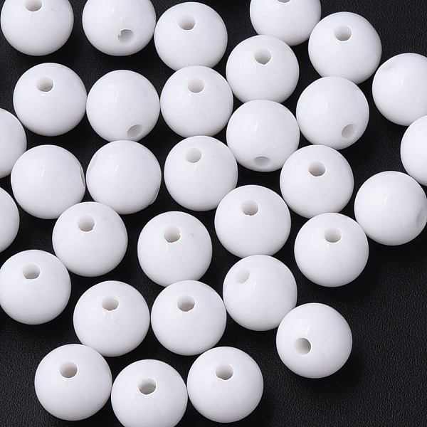 

PandaHall Opaque Acrylic Beads, Round, White, 12x11mm, Hole: 1.8mm, about 566pcs/500g Acrylic Round White
