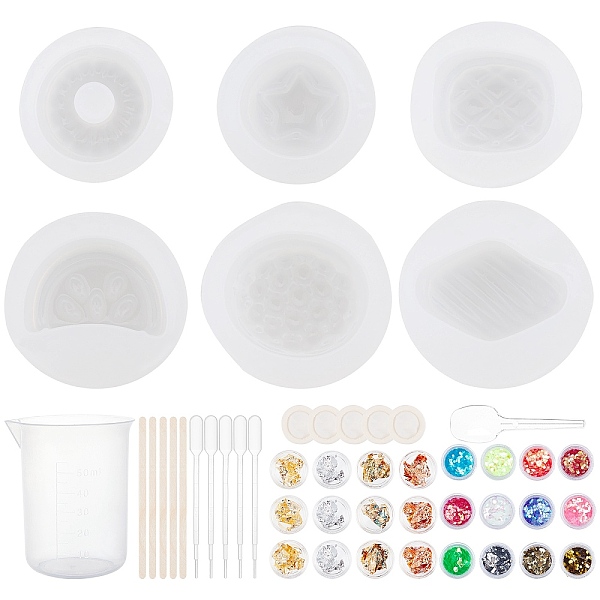 

PandaHall DIY Fruit Shape Pendant Silicone Molds Kits, Including Wooden Craft Sticks, Plastic Pipettes, Latex Finger Cots, Plastic Measuring..., White
