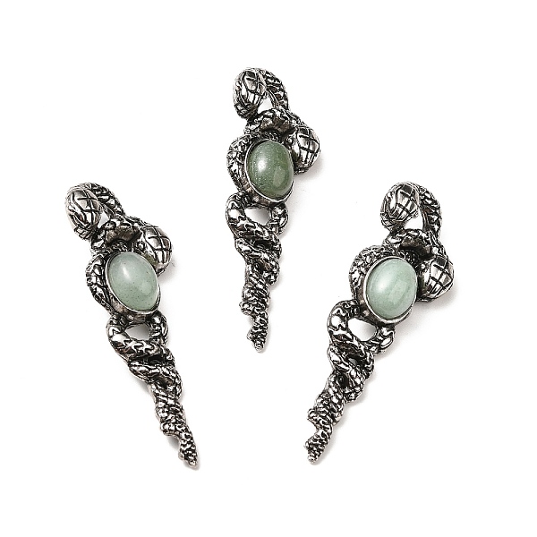 

PandaHall Natural Green Aventurine Big Pendants, Snake Charms, with Rack Plating Antique Silver Tone Alloy Findings, Cadmium Free & Lead...