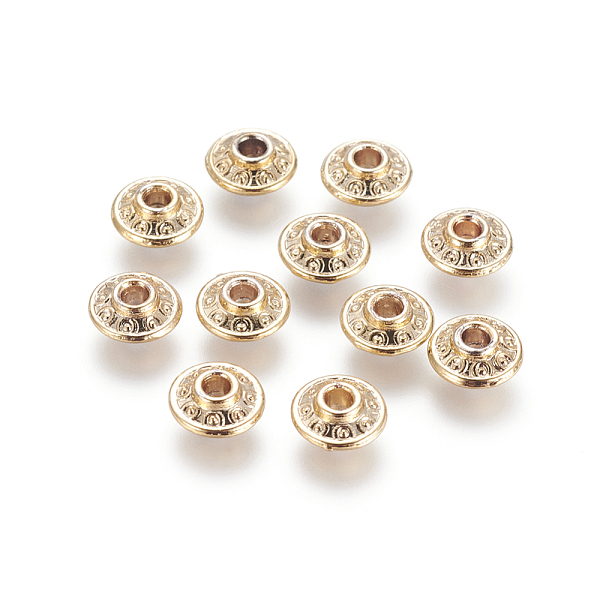 

PandaHall Alloy Beads, Long-Lasting Plated, Flat Round, Golden, 6.5x3mm, Hole: 1.2mm Alloy Flat Round