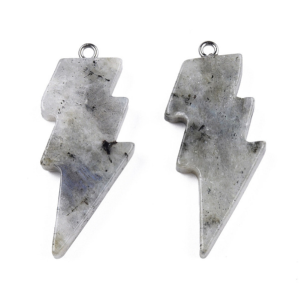 

PandaHall Natural Labradorite Pendants, Lightning Bolt Charm, with Stainless Steel Color Tone 304 Stainless Steel Loops...