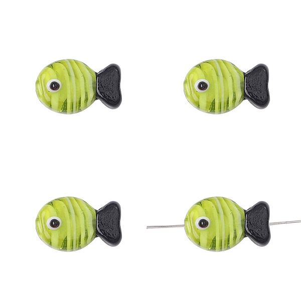 

PandaHall Handmade Lampwork Beads, Fish, Yellow Green, 20x12mm, Hole: 2mm, about 1pc/bag Lampwork Fish