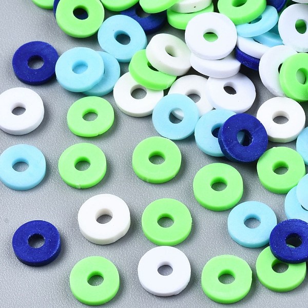 

PandaHall Handmade Polymer Clay Beads, Heishi Beads, for DIY Jewelry Crafts Supplies, Disc/Flat Round, Lime, 6x1mm, Hole: 2mm, about..., Green