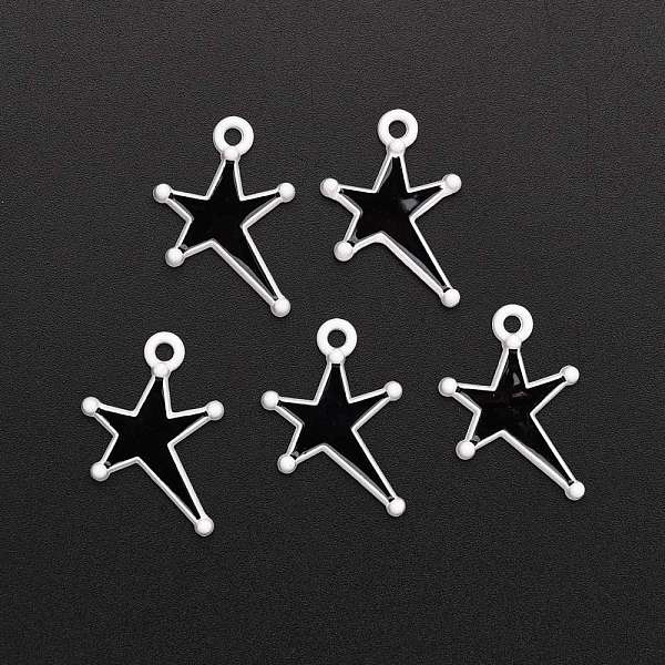 

PandaHall Spray Painted Alloy Enamel Pendants, Irregular Star, Black, 17.5x15x2.5mm, Hole: 1.8mm Alloy+Enamel Star Black