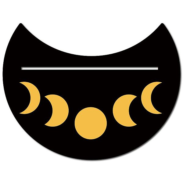 PandaHall Carved Wooden Tarot Card Stand Holder, Tarot Card Altar Stand, Witch Divination Tools, Moon, Moon Phase Pattern, 13x10x0.5cm Wood...