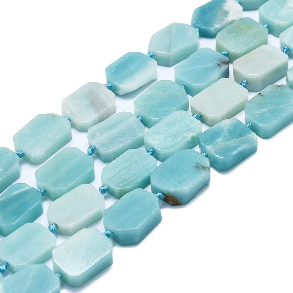 

PandaHall Natural Amazonite Beads Strands, Rectangle, 15~17x10~13x5~7mm, Hole: 1mm, about 22pcs/strand, 15.94''(40.5cm) Amazonite Rectangle