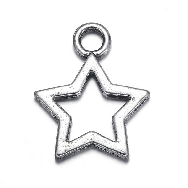 tibetan style pendants, zinc alloy, lead free and cadmium free, antique silver, christmas star, 17mm wide, 21mm long, hole: 3mm