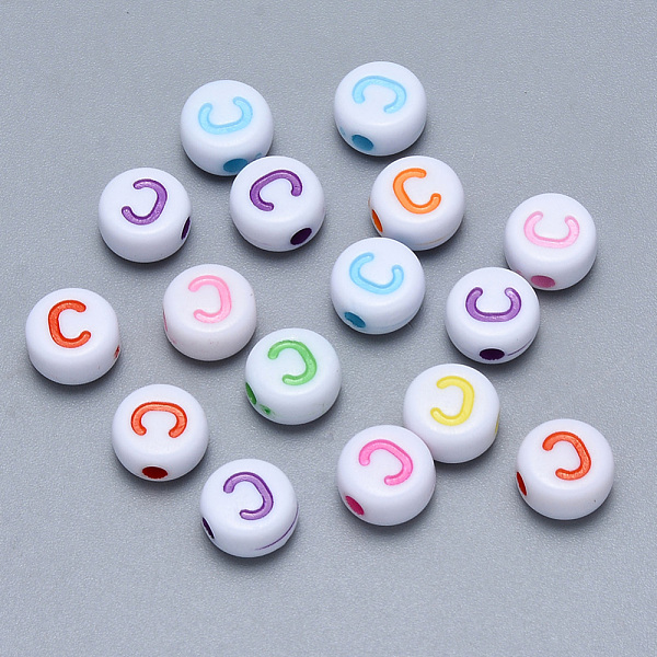 

PandaHall Craft Acrylic Horizontal Hole Letter Beads, Flat Round, Mixed Color, Letter.C, 7x3.5~4mm, Hole: 1.5mm, about 3600pcs/500g Acrylic..., Multicolor