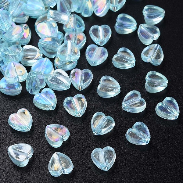 

PandaHall Transparent Acrylic Beads, AB Color Plated, Heart, Sky Blue, 7.5x8x3mm, Hole: 1.8mm, about 3620pcs/500g Acrylic Heart