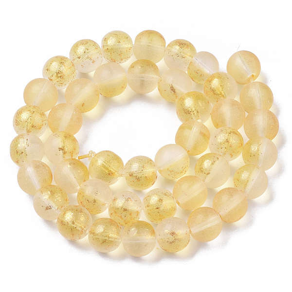 

PandaHall Frosted Spray Painted Glass Beads Strands, with Golden Foil, Round, Gold, 10~11mm, Hole: 1.4~1.6mm, about 39~42pcs/Strand, 14.84...