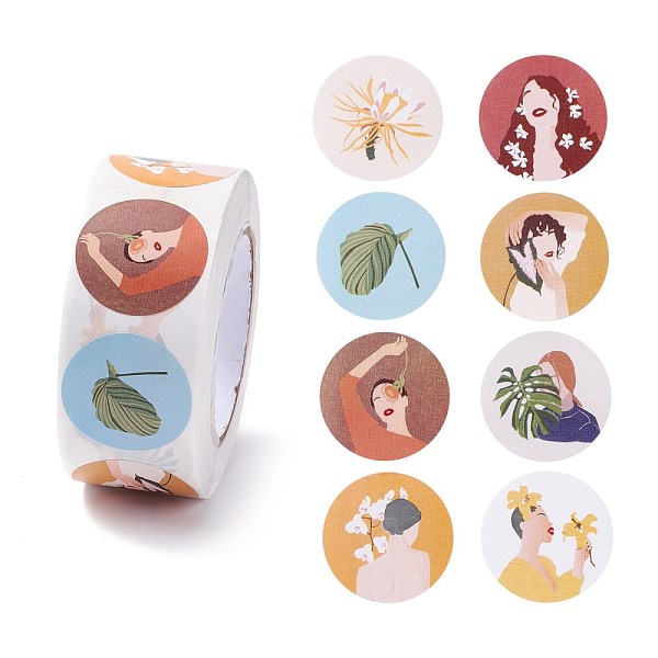 

PandaHall Cartoon Paper Stickers, Self Adhesive Roll Sticker Labels, for Envelopes, Bubble Mailers and Bags, Flat Round with Abstract...
