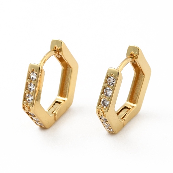

PandaHall Clear Cubic Zirconia Hexagon Hoop Earrings, Brass Jewelry for Women, Real 18K Gold Plated, 12x13.5x2mm, Pin: 0.8mm Cubic Zirconia...