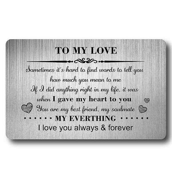 

PandaHall CREATCABIN To My Love Engraved Wallet Insert Metal Wallet Card Insert Mini Love Notes for Him Men Boyfriend Husband Wedding...