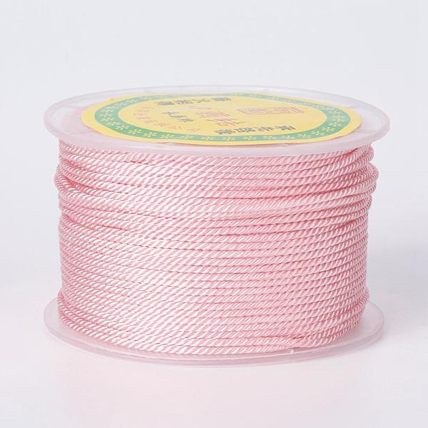 

PandaHall Round Polyester Cords, Milan Cords/Twisted Cords, Misty Rose, 1.5~2mm, 50yards/roll(150 feet/roll) Polyester Red