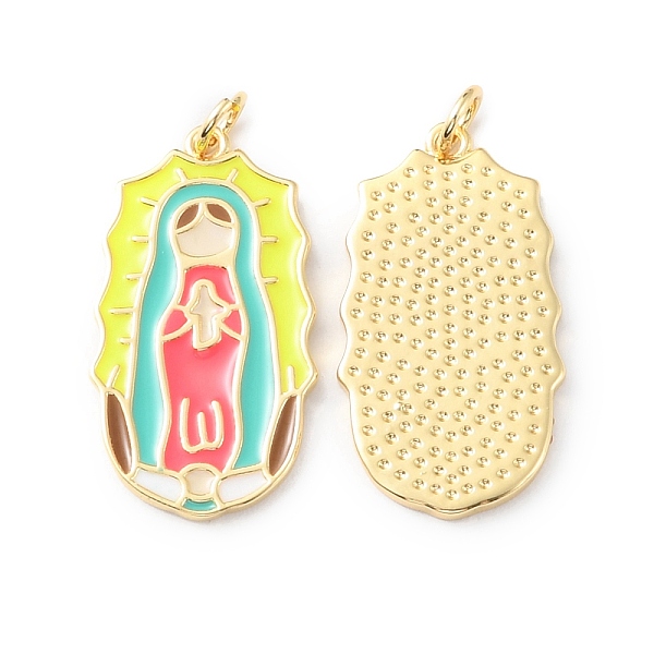 

PandaHall Rack Plating Brass Pendants, with Enamel, Long-Lasting Plated, Real 18K Gold Plated, Cadmium Free & Lead Free, Saint, Colorful...