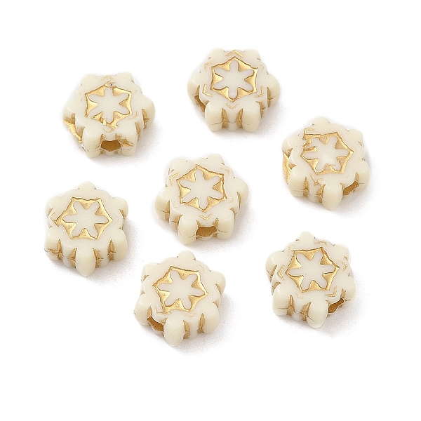 

PandaHall Plating Acrylic Beads, Golden Metal Enlaced, Flower, Beige, 8.5x9.5x4mm, Hole: 2mm, about 2080pcs/500g Acrylic Flower Yellow
