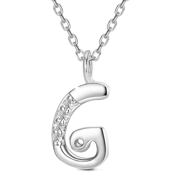 

PandaHall SHEGRACE Rhodium Plated 925 Sterling Silver Initial Pendant Necklaces, with Grade AAA Cubic Zirconia and Cable Chains, Platinum..., Clear