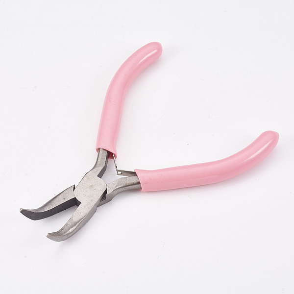 

PandaHall 45# Carbon Steel Jewelry Pliers, Bent Nose Pliers, Polishing, Pink, 12x7.2x0.9cm Carbon Steel Pink