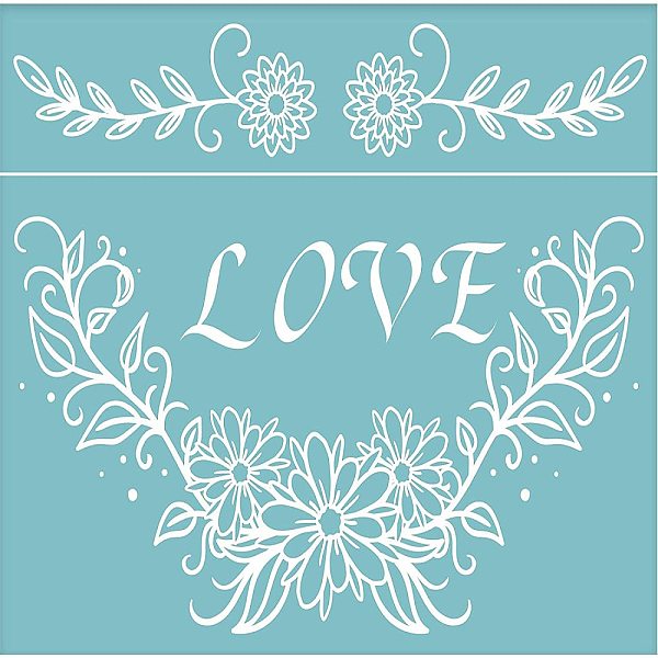 

PandaHall Self-Adhesive Silk Screen Printing Stencil, for Painting on Wood, DIY Decoration T-Shirt Fabric, Flower with Word Love, Sky Blue...