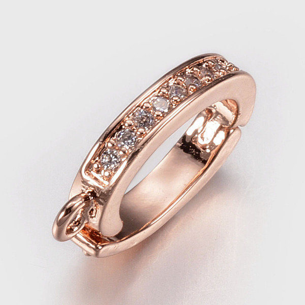 

PandaHall Brass Micro Pave Cubic Zirconia Twister Clasps, Shortener Clasps, Clear, Rose Gold, 15x9x2mm, Hole: 1mm Brass