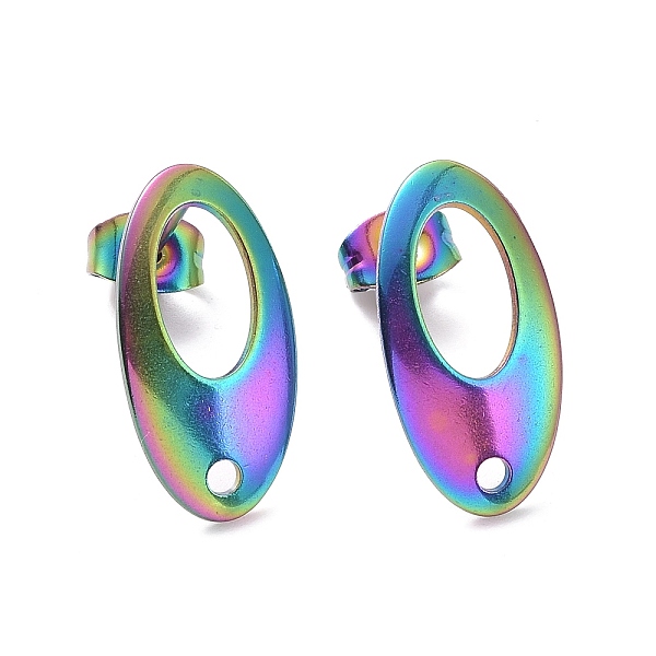 

PandaHall 304 Stainless Steel Stud Earring Findings, with Loop, Curved, Oval, Rainbow Color, 18x9.50x1.30mm,Hole:1.50mm 304 Stainless Steel...