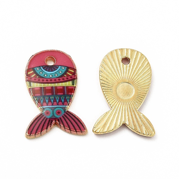 

PandaHall Rack Plating Alloy Pendants, Printed, Lead Free & Cadmium Free & Nickel Free, Fish Charm, Light Gold, Pale Violet Red...