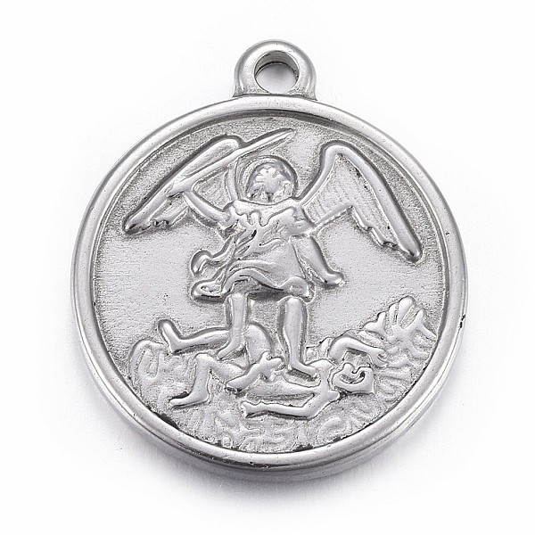 

PandaHall 304 Stainless Steel Pendants, Flat Round with Archangel Michael, Stainless Steel Color, 24x20.5x3mm, Hole: 2mm 304 Stainless Steel...