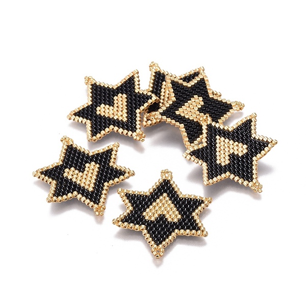 

PandaHall MIYUKI & TOHO Handmade Japanese Seed Beads Links, Loom Pattern, for Jewish, Star of David with Heart, Black, 34~35x30~31x1.7mm...
