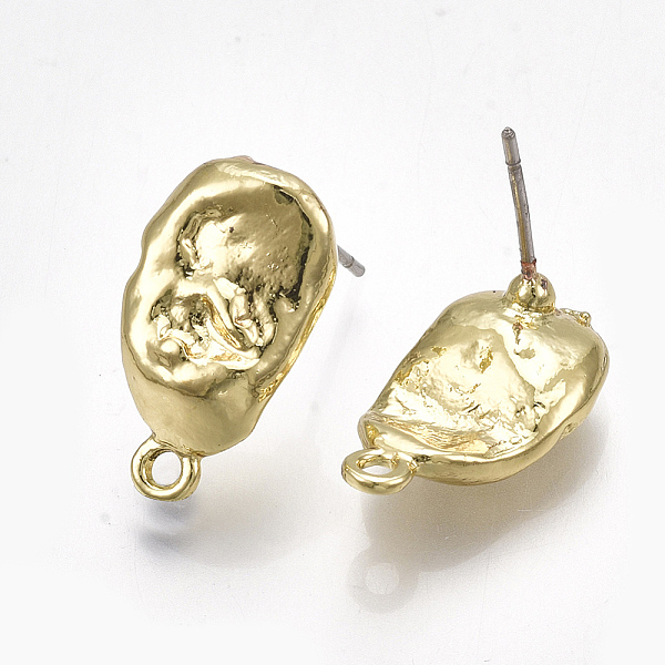 

PandaHall Alloy Stud Earring Findings, with Steel Pins and Loop, Light Gold, 17x9.5mm, Hole: 1.5mm, Pin: 0.7mm Alloy Others