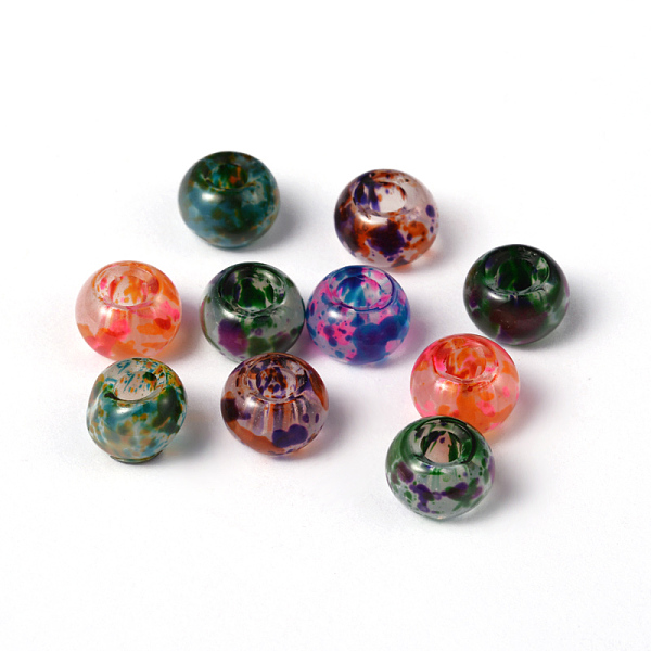 

PandaHall Spray Painted Glass Large Hole Beads, Rondelle, Mixed Color, 8~9x5.5mm, Hole: 3~3.5mm Glass Rondelle Multicolor