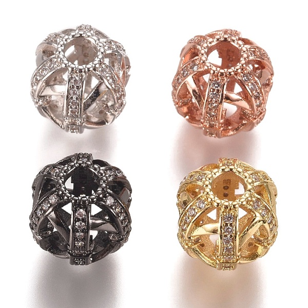 

PandaHall Brass Micro Pave Clear Cubic Zirconia Beads, Hollow Round, Mixed Color, 12.5mm, Hole: 3.5mm Brass+Cubic Zirconia Round Clear